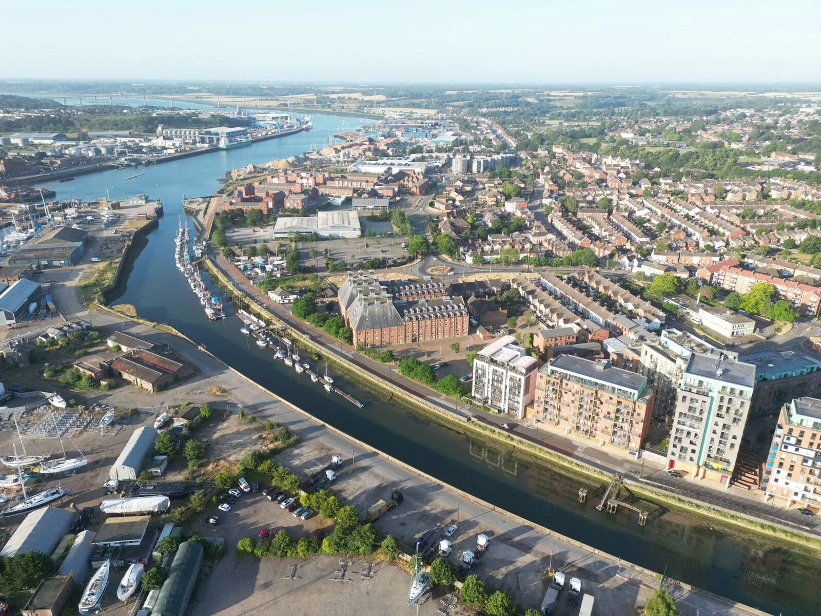An aerial view of Ipswich and its surrounding suburbs