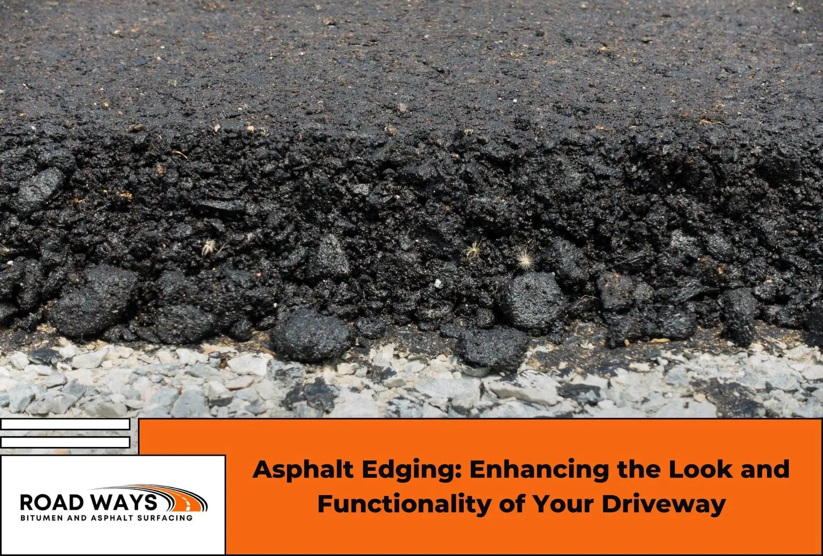 A freshly laid asphalt driveway with a clean, defined edge