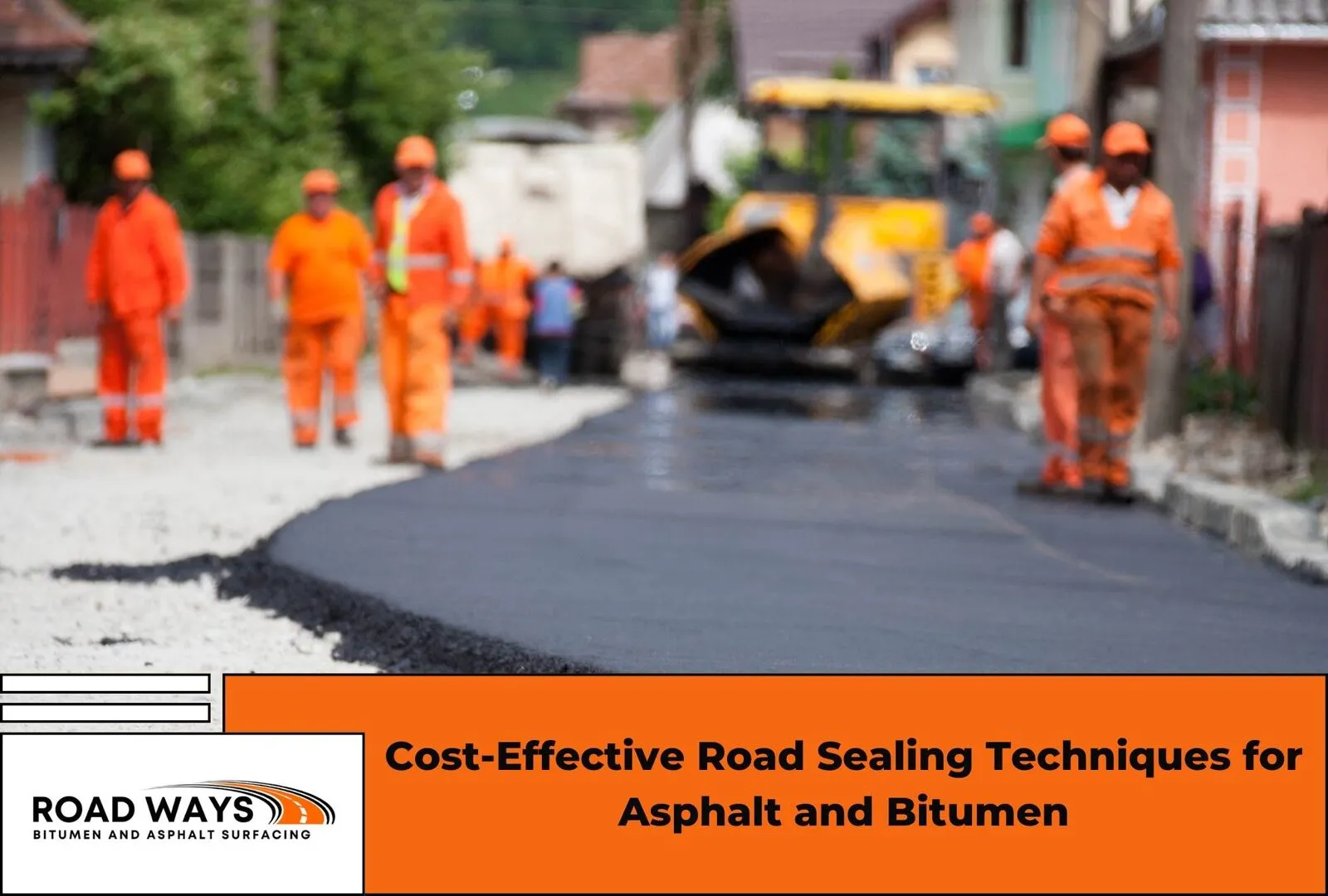 A road being sealed with sprayed bitumen and aggregate