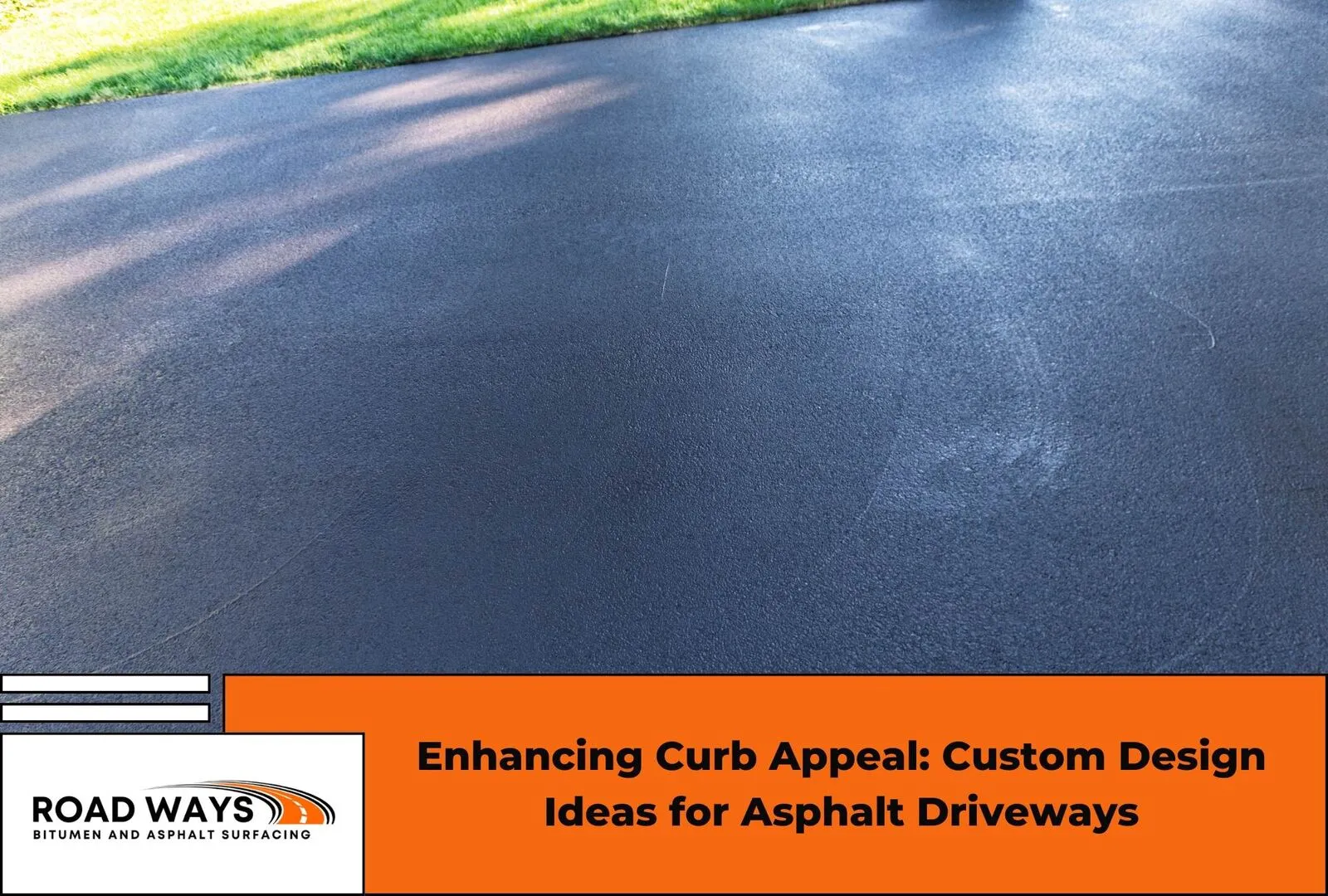A custom-finished asphalt driveway with a decorative border