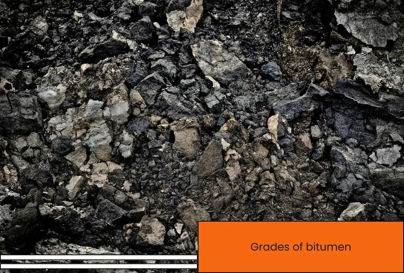 Samples showing different grades of bitumen used in surfacing