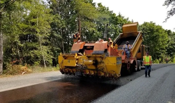 A road surfacing project underway in Harristown, Toowoomba