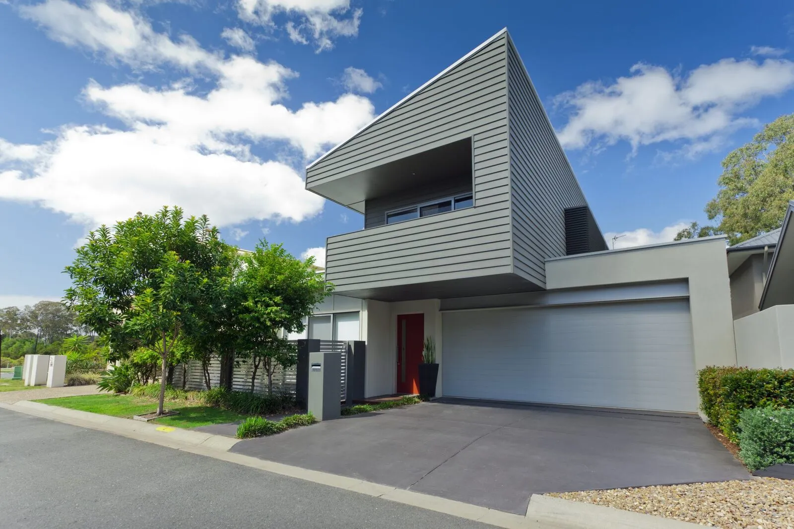 A modern Brisbane home with a freshly surfaced driveway